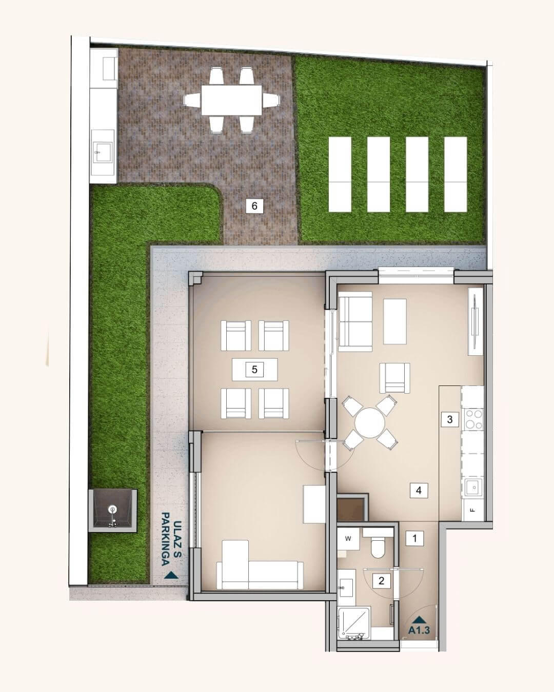 Studio floor plan — Oliva Park Sabunike