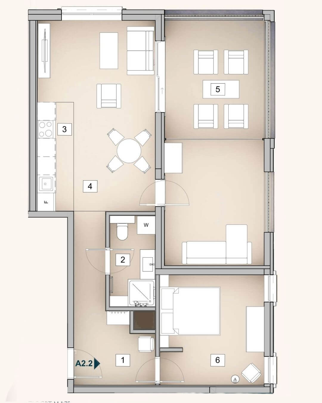 One-bedroom floor plan — Oliva Park Sabunike